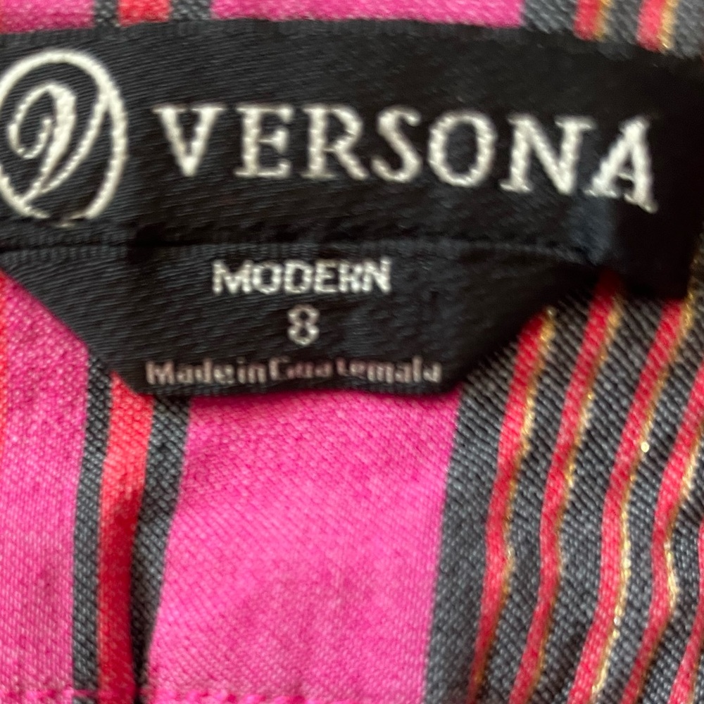 #124, Versona Pink & Red Striped Mini Skort, size 8 - Picture 3 of 4